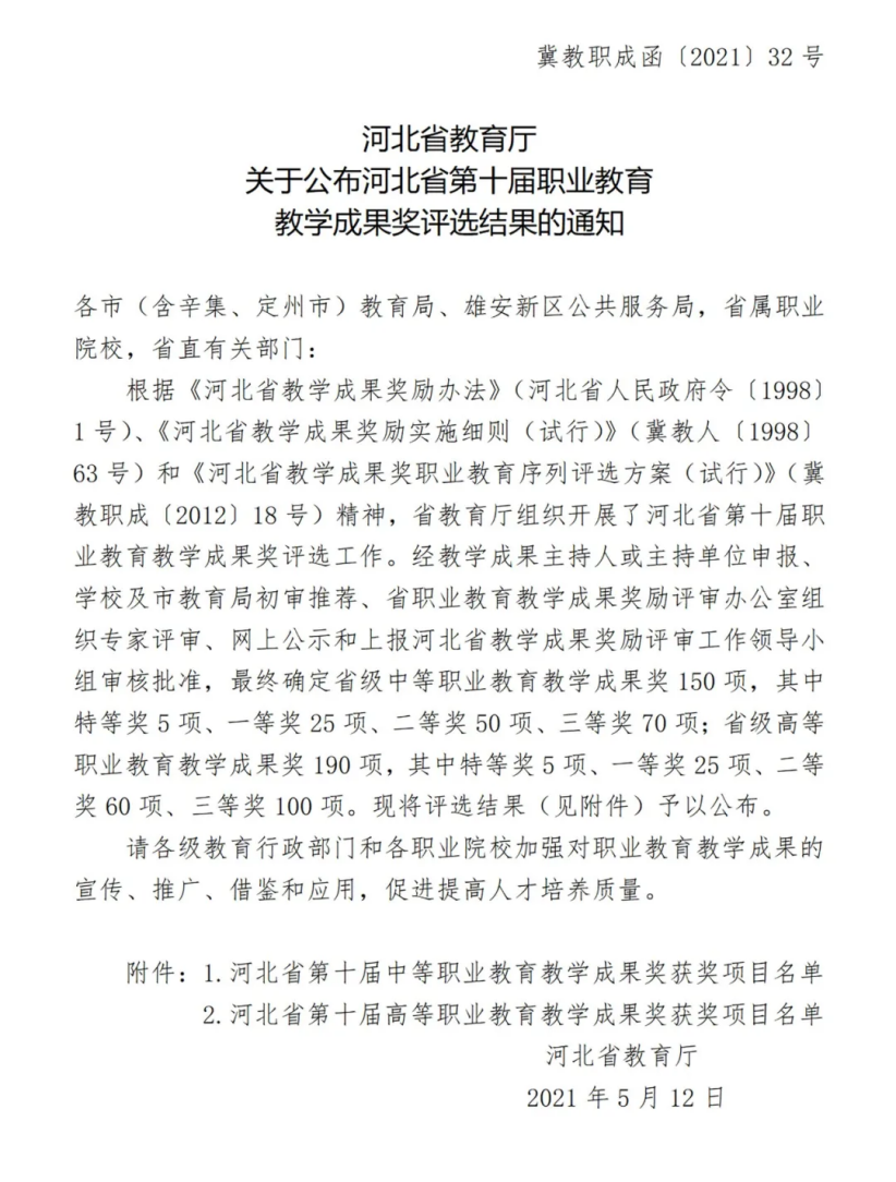 世界杯官网土木工程系团队斩获省高等职业教育教学成果三等奖