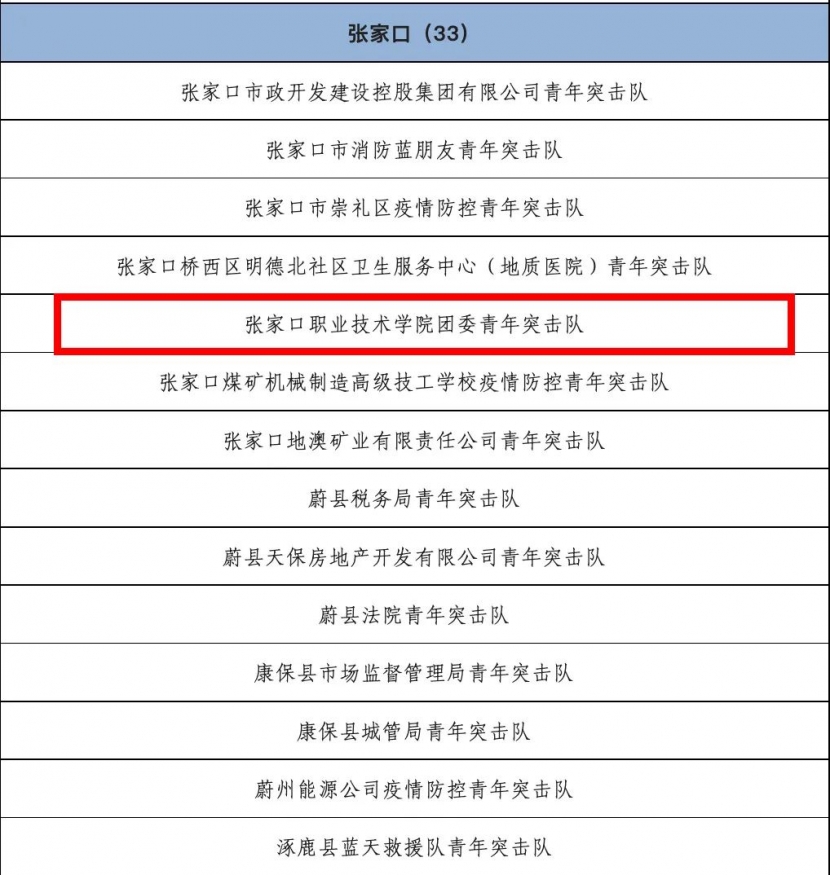 喜报 | 世界杯官网团委青年突击队被共青团河北省委认定为“河北青年突击队”